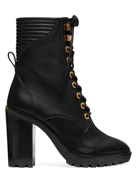 michael michael kors bastian lace-up leather booties|Michael Kors Bastian Leather Lace.